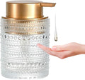 12 Oz Glass Soap Dispenser with Gold Pump, Clear Refillable Liquid Hand Soap Bottles for Bathroom, Cute Decorative Lotion Container for Dish Soap, Hand Soap