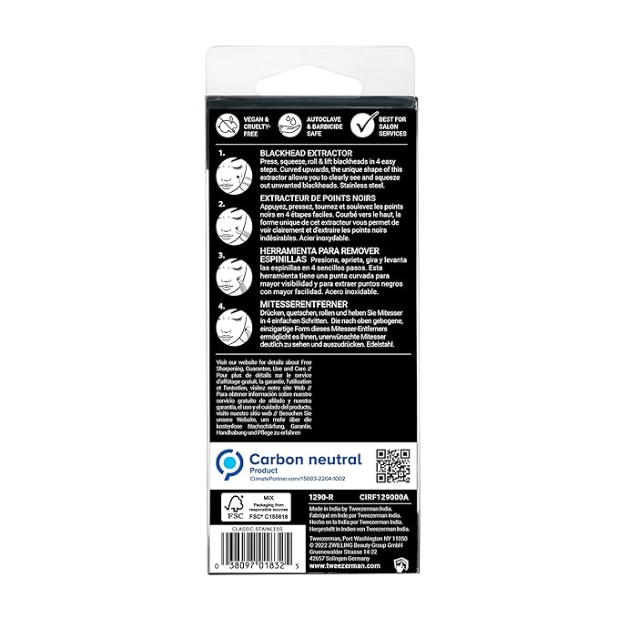 Tweezerman Stainless Steel Blackhead Extractor, Silver