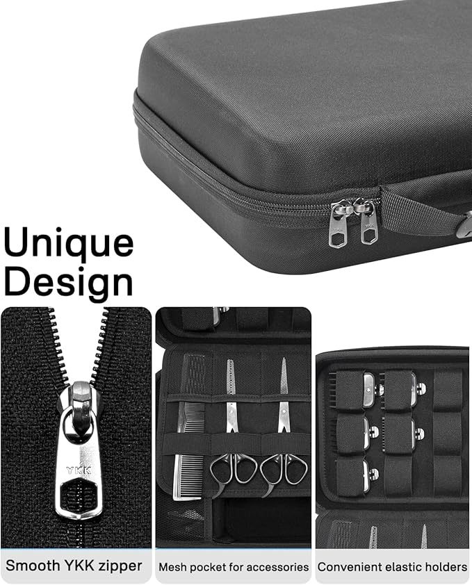 RAIACE Hard Travel Storage Case Compatible with Hair Clippers, Carrying Bag for Hair Cutting Barber Supplies, fit for Ufree/for Wahl Guard Grooming Kits. -Black