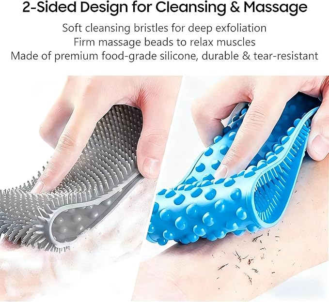Sofine® 2 Pack Silicone Back Scrubber for Shower,36in Dual-Sided Bath Body Scrubber,Shower Brush Washer Extra Long with Handle,Back Applicator,Exfoliating Back Scrubbers for Use in Shower Men & Women