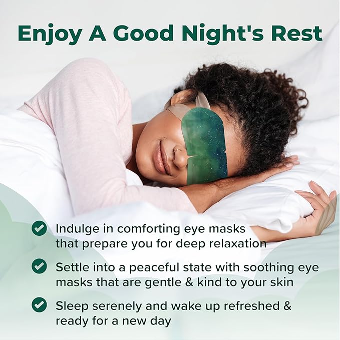 Heated Eye Mask For Dry Eyes - 16pcs Self Heating Steam Eye Mask - Warm Compress For Eyes - Warming & Ready To Use For Sleep & Relaxation - On-The-Go Warm Eye Compress For Dry Eyes Travel Essentials