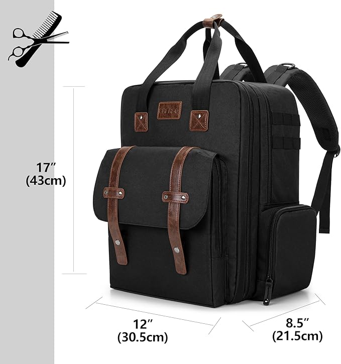 BAFASO Large Capacity Barber Case, Travel Hairdresser Bag Holds Various Hair Cutting Tools (Bag Only), Black