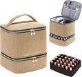 Corduroy Nail Polish Organizer and Nail Lamp Case, Nail Kit Organizer Holds 30 Bottles (15ml - 0.5 fl.oz) and a Nail Lamp, Nail Polish Carrying Case with Manicure Tools Storage Sections (Brown)