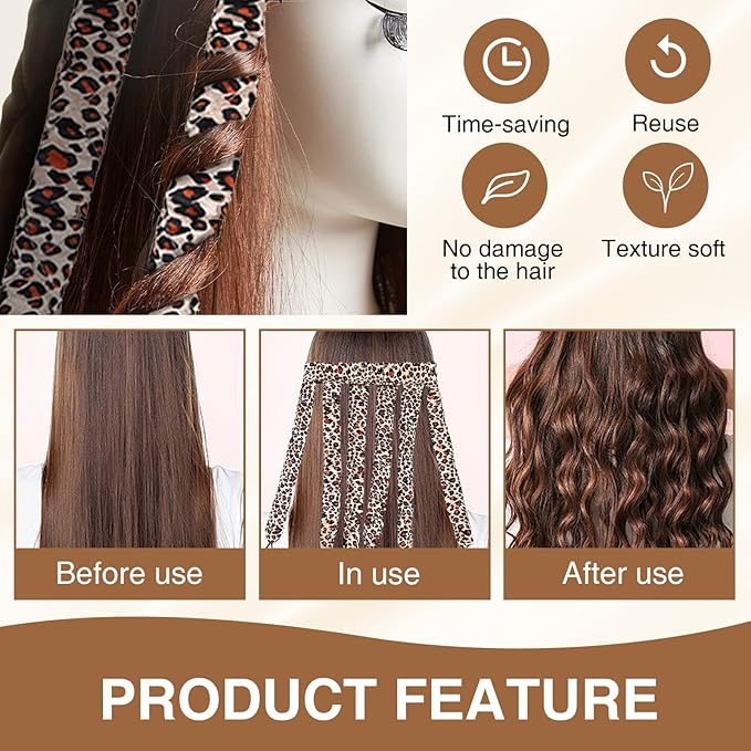 Satin Heatless Curling Rod Headband for Long Hair, Overnight No Heat Hair Curler with Adjustable Strap for Women & Girls