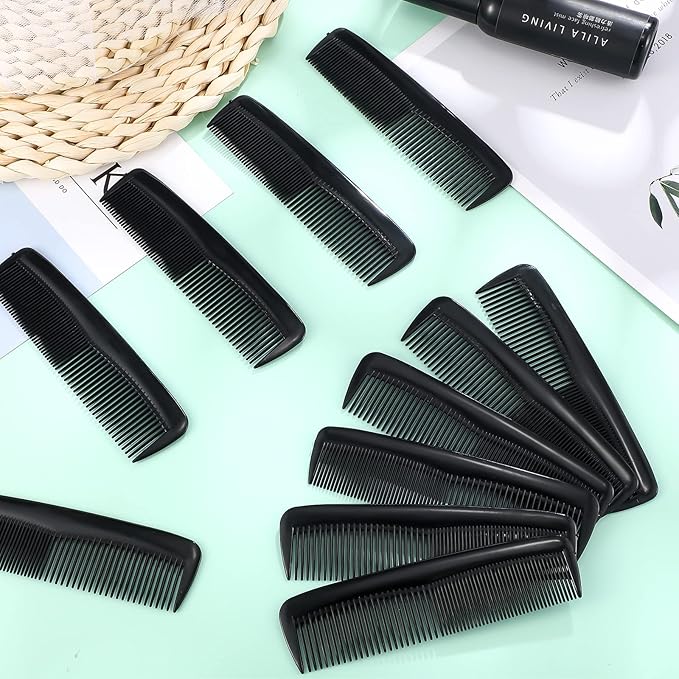 50 Pcs Pocket Combs for Men 5 Inch Cutting with Wide and Fine Teeth Plastic Professional Barber Haircut Small Anti Static Combs for Women Grooming Accessories for Beard(Black)