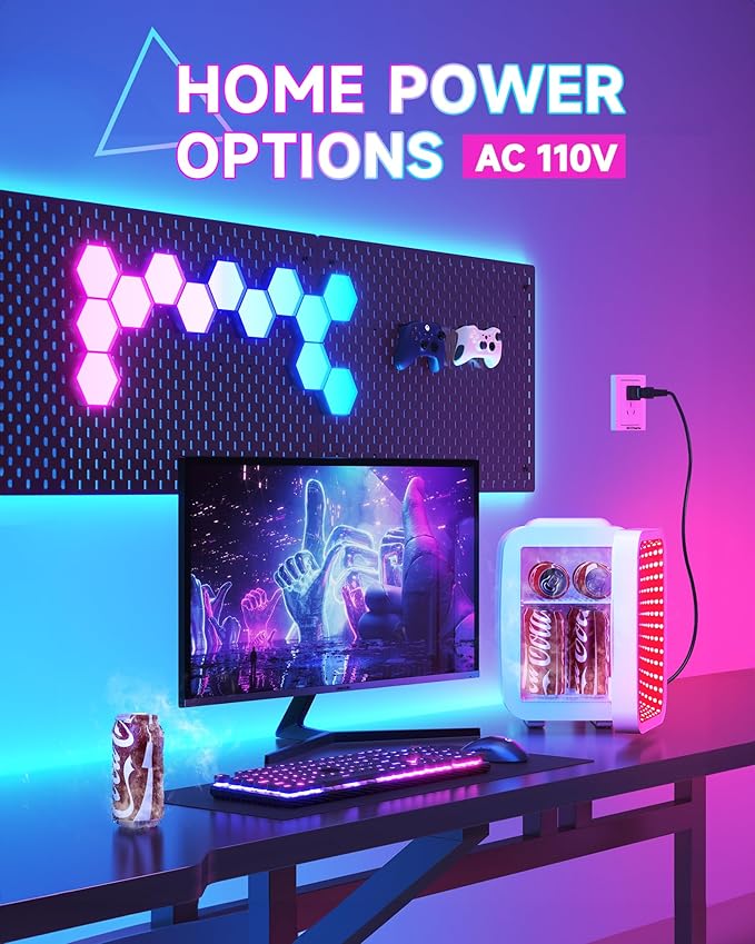 Mini Fridge, 4 Liter/6 Cans Small Refrigerator With Dimmable LED Light,AC/DC Portable Thermoelectric Cooler and Warmer Gaming mini fridge for Bedroom,Office,Gaming room and Car (White)