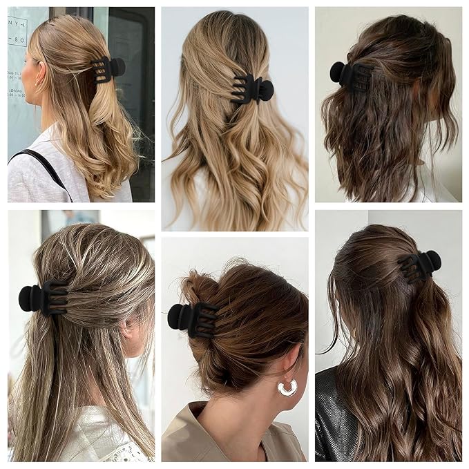 6 Pcs Hair Clips Small Claw Clips for Thin Hair Medium Matte Non-slip Hair Accessories for Women and Girls (Black)