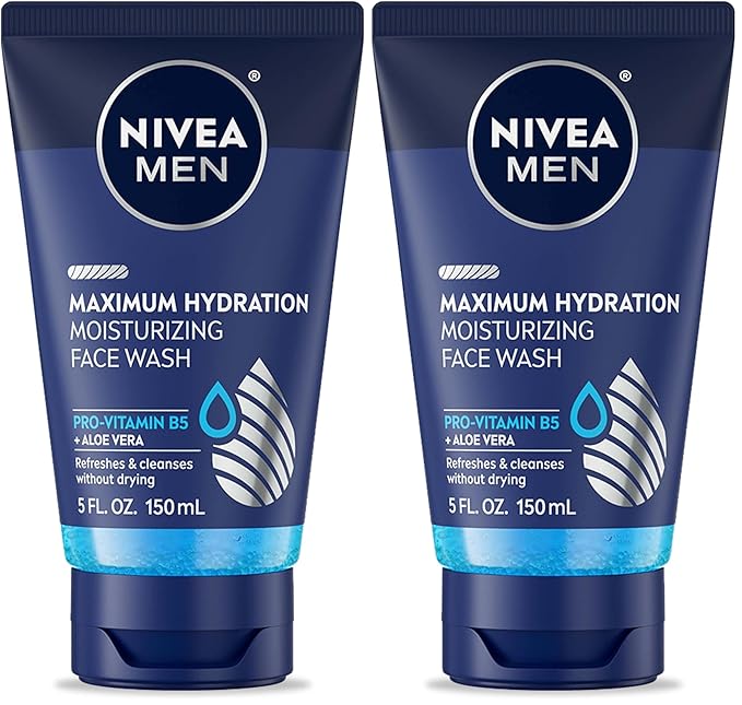Nivea Men Maximum Hydration Moisturizing Face Wash with Aloe Vera, 5 Fl Oz Tube (Pack of 2)