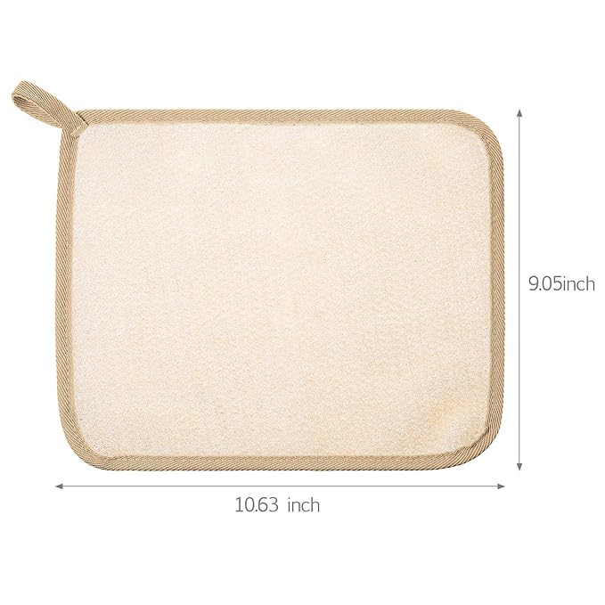 Tatuo 5 Pcs Exfoliating Face and Body Wash Cloths Towel Weave Bath Exfoliating Scrub Massage Bath Cloth for Women and Men, 10.63 x 9.05 Inch(Brown Edge)