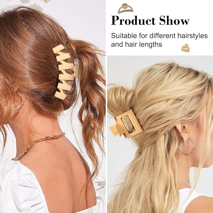 5 PCS Hair Claw Clips Big Hair Clips for Women Thick Hair Large Claw Clip Cute Jaw Clips Neutral Hair Claws Barrettes Ponytail Holder Accessories for Thin Hair