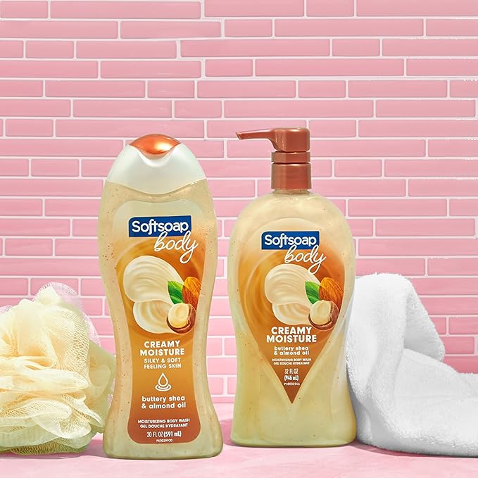 Softsoap Body Wash Pump, Buttery Shea & Almond Oil Body Wash, Moisturizing Body Wash, 32 Ounce, 3 Pack