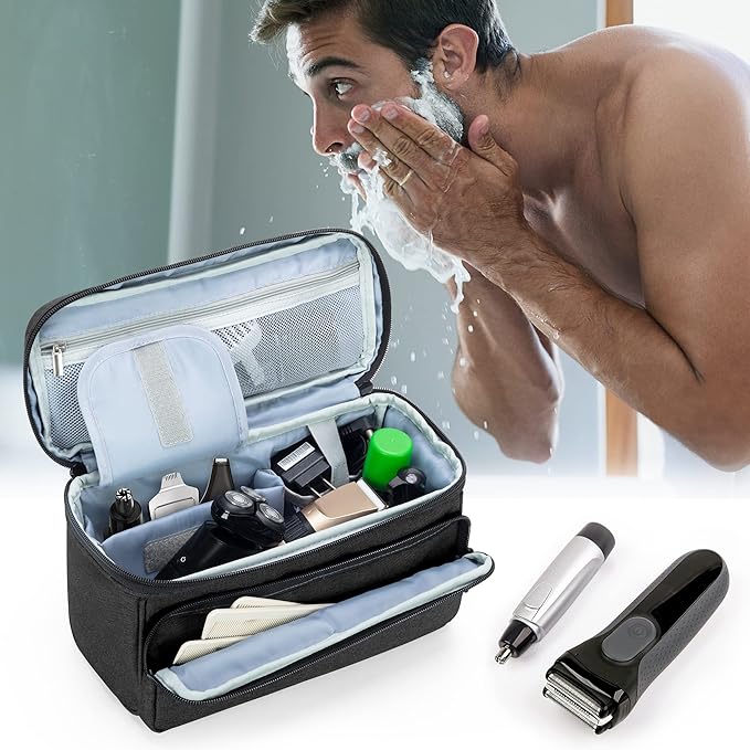 CURMIO Barber Bag for Hair Clippers, Men Grooming Travel Case for Electronic Shaver, Hair Trimmer and Hair Cutting Tools, Black, Bag Only