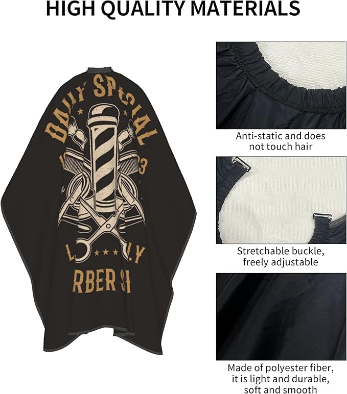 Adult Barber Cape, Professional Salon Haircut Capes, Haircut Kit Hairdressing Apron for Home Salon Barbershop