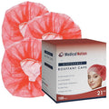 21" Disposable Bouffant Caps | CASE of 1000, RED | Hairnets, Non-Woven, Non-Pleated Head Hair Covers | for Medical, Labs, Nurse, Tattoo, Food Service, Hospital, Cooking - Size 21" Red