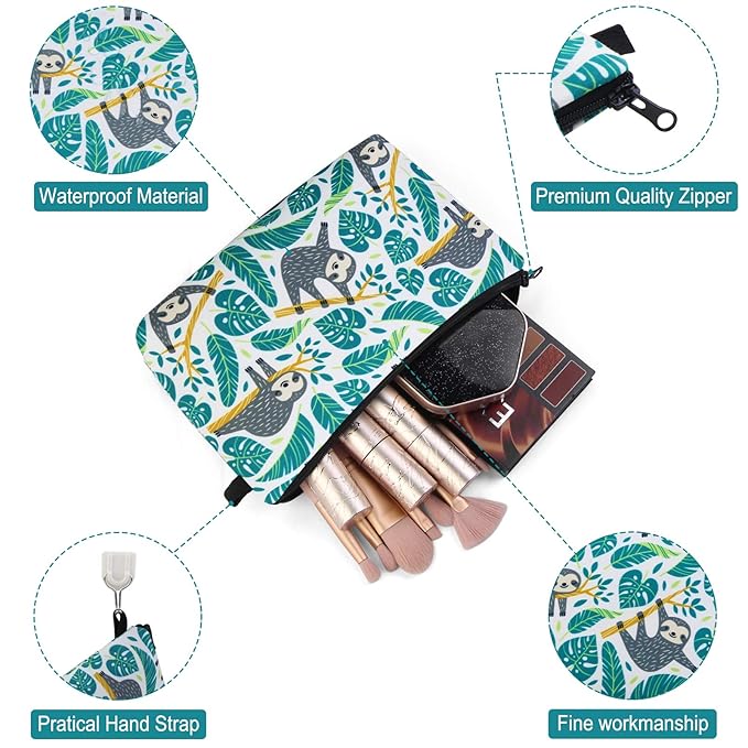 MAGEFY Small Makeup Bag Waterproof Cosmetic Bag Portable Travel Makeup Bags with Zipper Lightweight Makeup Pouch (1 pack, 0172 sloth gifts)