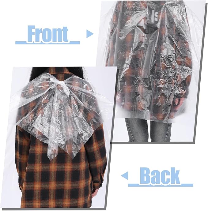 100 Pcs Disposable Hair Cutting Capes Waterproof Barbershop Hair Salon Cape Plastic Dye Coloring Apron Shawl Hairstylist Clear Barber Shampoo Cape (47 x 36 Inch)