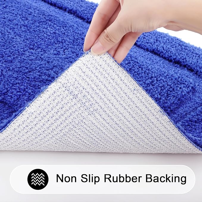 SHACOS Super Soft Bathroom Rugs Set of 2 Pieces 20x32 inch Microfiber Bath Mat Non Slip Plush Bath Rug Absorbent Bathroom Carpet Machine Wash Dry, Royal Blue