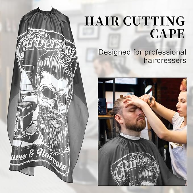 Barber Cape, Professional Hair Cutting Cape, Haircut Capes For Adults, Oilproof Anti-static Cutting Hair Beard Hairdressing Salon Cape, No Sticking to Hair, Easy to Clean