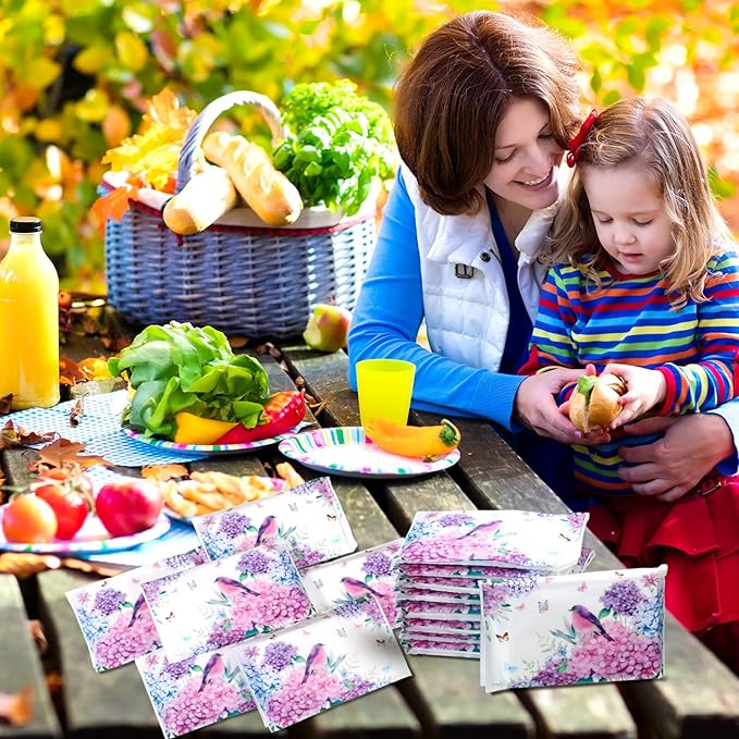 Geyee 50 Packs Tissue Travel Size Facial Paper Napkins Travel Packs Disposable Pocket Tissues for Wedding Guest Traveling School Purse Home Supplies, 500 Sheets 3 Ply(Hydrangea)