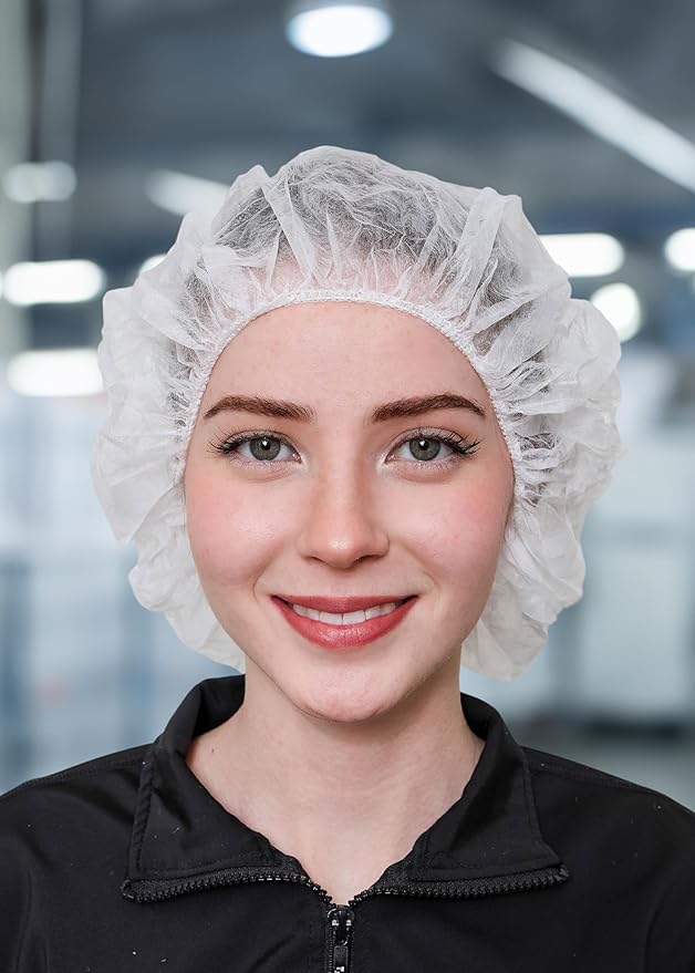 Unisex Polypropylene Bouffant Caps [100 | 1000 | BLACK | WHITE | BLUE | RED |ORANGE | GREEN | 21" | 24" | 28"]