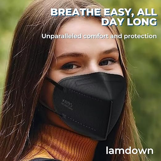 (50-Pack) KN95 Face Masks, Individually Wrapped, Premium Disposable Dust Mask, Black