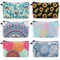MAGEFY Makeup Bag 6 Styles Portable Travel Cosmetic Bag for Women Flower Patterns Zipper Pouch Sloth Gifts Makeup Pouch with Black Zipper (6 packs)