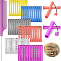 WILLBOND 60 Pieces Hair Perm Rods Set Plastic Cold Wave Perming Rods for Natural Hair Long Short Curling Rollers with Rat Tail Comb for Hairdressing(Soft Color,Multi Sizes)