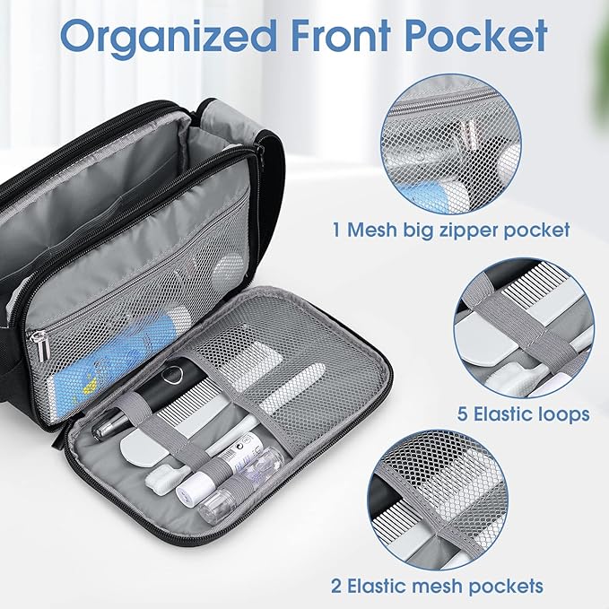 Wedama Toiletry Bag for Men, Handheld Travel Bag, Waterproof Toiletries, Thickened Polyester Dopp Kit, Toiletries Business Trips and Camping, Black