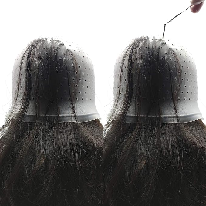 Dye Cap Highlighting Frosting Cap Highlight Caps for Dying Hair with Metal Hook Hair Coloring Salon Home Use Hairdressing Tool for Women Men