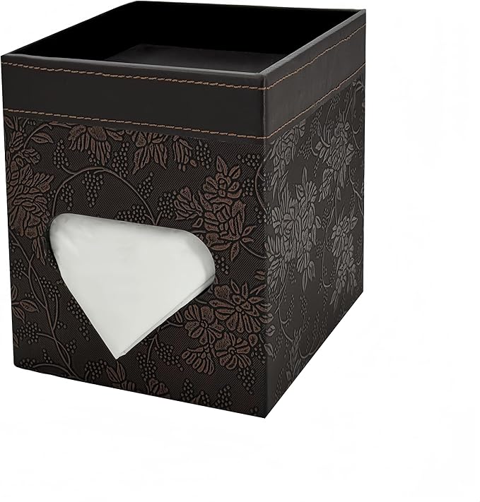PU Leather Tissue Box Cover Square, Modern Tissue Holder with Storage Valet Tray, Nightstand Decorative Tissues Case, Facial Tissue Box Holder for Bathroom,Bedroom,Livingroom and Office (Antique)