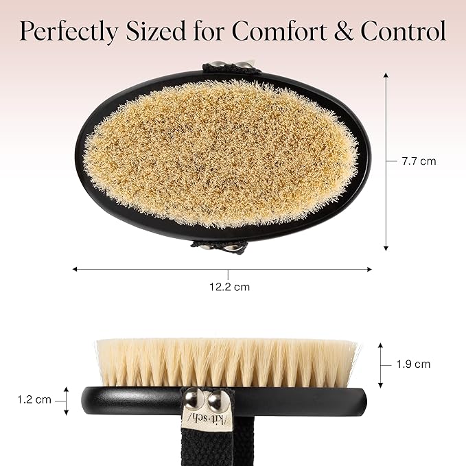 Kitsch Dry Brushing Body Brush for Lymphatic Drainage- Soft Bristles - Dry Brush to Remove Dry Skin and Improves Blood Circulation, Body Exfoliator Scrubber for Glowing Skin, Sauna Accessories