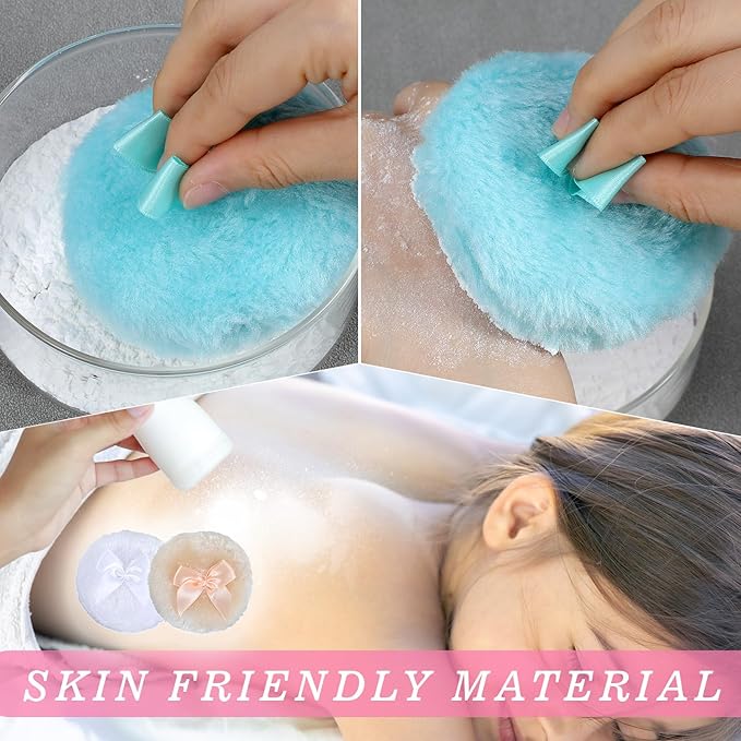 4pcs Large Powder Puff, 3.5 In Dusting Powder Puff,Soft Washable Reusable Powder Puffs for Body Powder,Loose Powder Puffs Wet Dry Makeup Tool for Baby & Kid & Adult