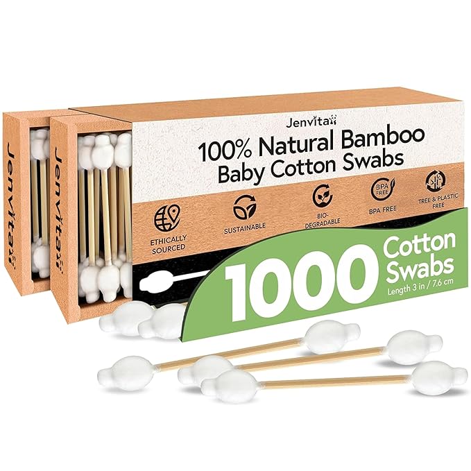 100% Bamboo Swabs for Ears (1000-Pack) - Safety Cotton Swabs for Baby & Personal Care | Safe, Organic Bamboo Baby Ear Cleaner | FSC Certified & Hypoallergenic, Made for All Ages & Pets