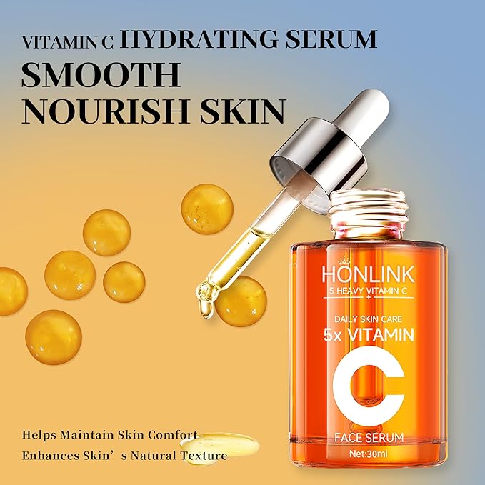 Premium 5X Vitamin C Face Serum 30ml - Vitamin C Serum with Niacinamide, Hyaluronic Acid & Collagen, Hydrating & Firming Essence for Glowing Skin and Even Tone