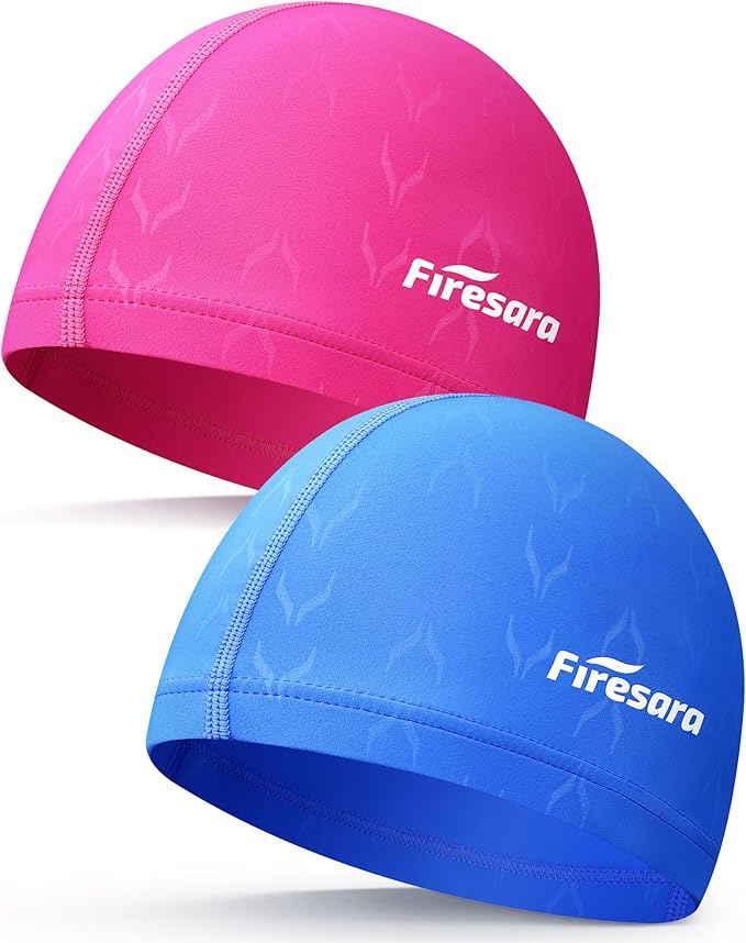 Firesara Fishtail Fabric Swim Cap for Men Women, Breathable High Elasticity Swimming Cap Hair Protection Quick Dry Soft for Long Hair Short Hair, Kids Boys and Girls