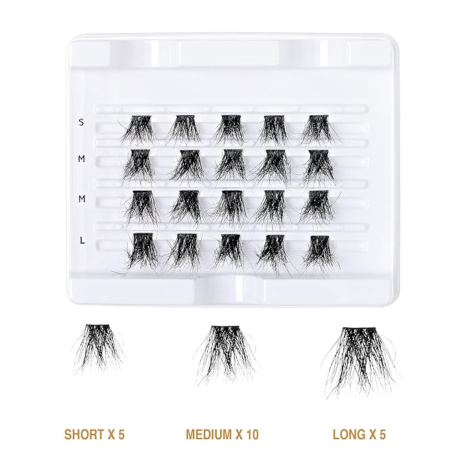 i•ENVY Extended Real Mink Lash Clusters Lashes DIY Salon Lash Extension Apply Underneath Natural Lashes for Perfect Lash Extension Effect, False Eyelashes Reusable