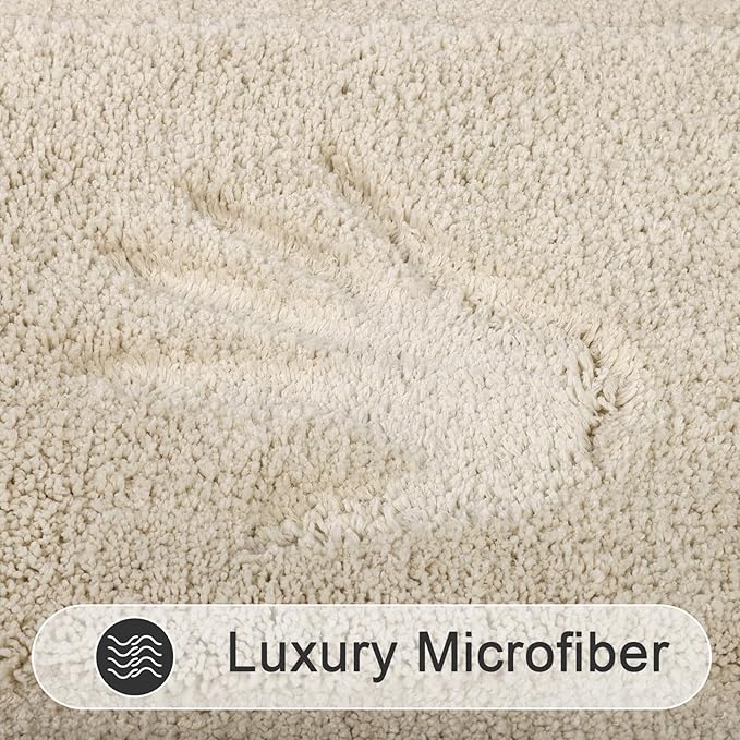 SHACOS Super Soft Bathroom Rugs Set of 2 Pieces 20x32 + 16x24 inch Microfiber Bath Mats Non Slip Washable Quick Dry Bath Rugs for Bathroom Shower Tub, Light Beige