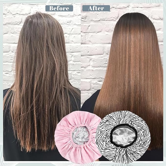 2 Pcs Double Layer Deep Conditioning Cap, Large Heat Cap Shower Cap Steam Cap Processing Caps for Long Thick Hair