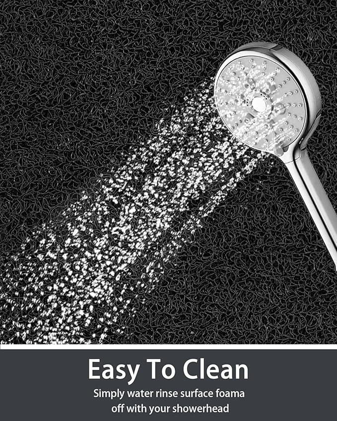 Mecko Non Slip Shower Mats,17x30 Inch,Anti-Slip Bathtub Mats with Suction Cups for Bathroom, Foot Scrubber Loofah Bath Mats for Shower, Quick Drying Shower Stall Mats for Wet Areas (Black)