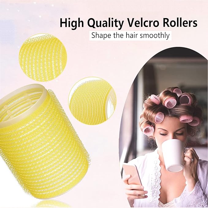 38Pcs Hair Rollers Set,Hair Rollers for Blowout Look, Self Sticky Hair Curlers, Jumbo Large Medium Sizes for Short Long Hair,with18 Rollers 18 Metal Clips & Comb & Storage Bag (Gift Pack)