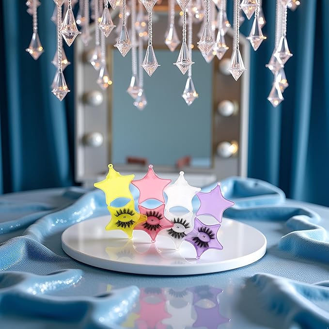 4Pcs Empty Plastic Lash Boxes Star Shape Eyelash Storage Box Travel Case 3D False Eyelashes Packaging Gift Boxes Holder Organizer for Women Girl Eyelash Storage and Packaging False Eyelashes, 4 Colors