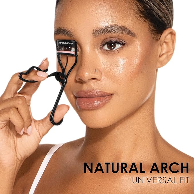 JAPONESQUE Professional Volumizing Lash Curler for Natural & False Lashes on Most Eye Shapes and Large Eyes, 1 Refill Pad, Holds Curl up to 8 Hours