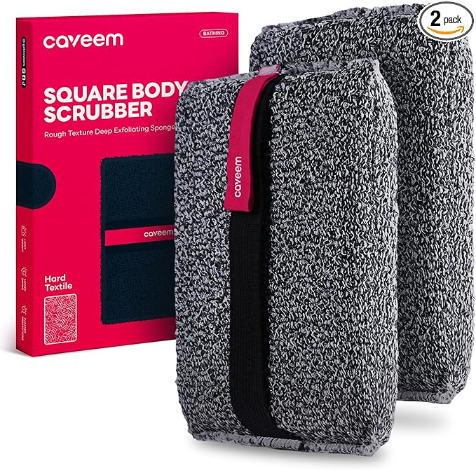 Exfoliating Body Scrubber, Rough Exfoliation Body Exfoliator Sponge for Remove Dead Skin, Body Exfoliating Sponges, Bath and Body Exfoliate Buffer, Mens and Womens Sponge for Shower (2 Pack)