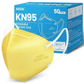 akgk KN95 Face Mask 50 PCS, Breathable Protection Masks, 5-Ply KN95 Yellow Masks, Cup Dust Safety Masks