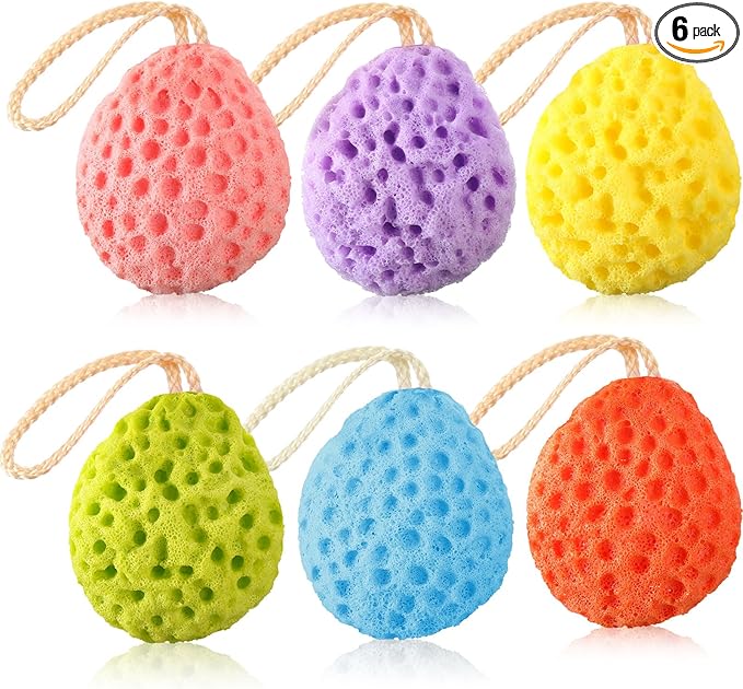 6 Pcs Bath Sponge Deep Cleansing Body Loofah Gentle and Deep Exfoliating Body Scrubber Bath Accessories Men Women Baby Sponge for Bathing Shower (Bright Color)