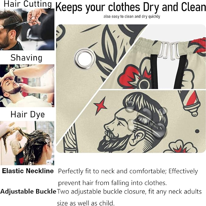 visesunny Professional Barber Cape Polyester Hair Cutting Salon Cape Apron Anti-Static Beard Bib Grooming Apron
