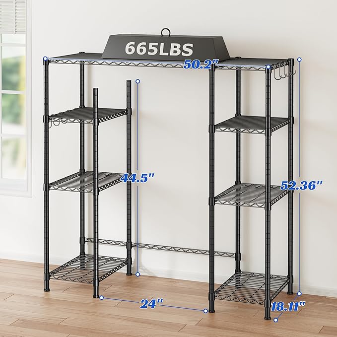 REIBII Mini Fridge Stand,Small Refrigerator Storage Shelves,4 Tier Space-Saving Coffee Bar Cabinet, Adjustable Utility Microwave Stand Storage,Shelf for Dorm Kitchen Living Room,50.2Wx18.11Dx52.36H