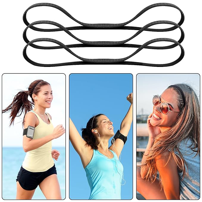 Duufin 20 Pieces Elastic Headbands Non Slip Sport Headband Black Workout Headband Sweatband Fashion Yoga, Running Elastic Sports Headbands for Women, Men and Girls