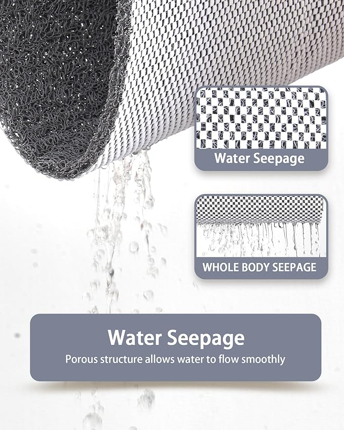 Non Slip Shower Mats for Inside Shower, 17x30 Inch, Anti-Slip Bathtub Mats for Bathroom, Foot Scrubber Loofah Bath Mats for Shower, Quick Drying Shower Stall Mats for Wet Areas (Grey)