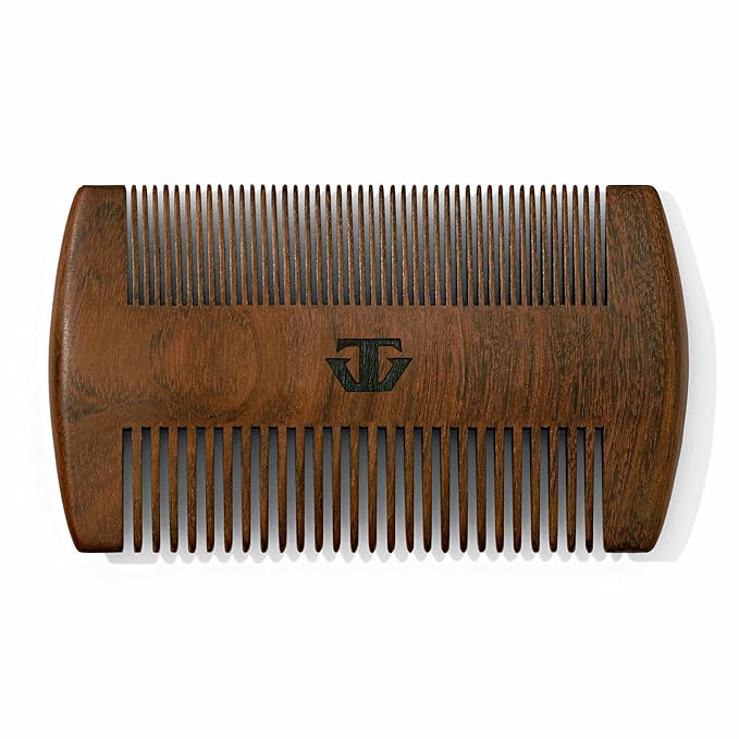 Sandalwood Beard Comb for Men with Mother of Pearl Inlay, Premium Grooming Wood & Wooden Comb for Beard and Mustache